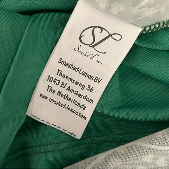 **NWT Smashed Lemon Green/White Patterned Midi Dress Size S - Picture 8 of 15